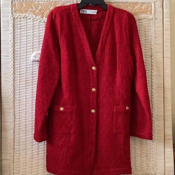 Zara Dresses & Skirts - Gorgeous Red Zara Coat Dress ❤️❤️❤️❤️